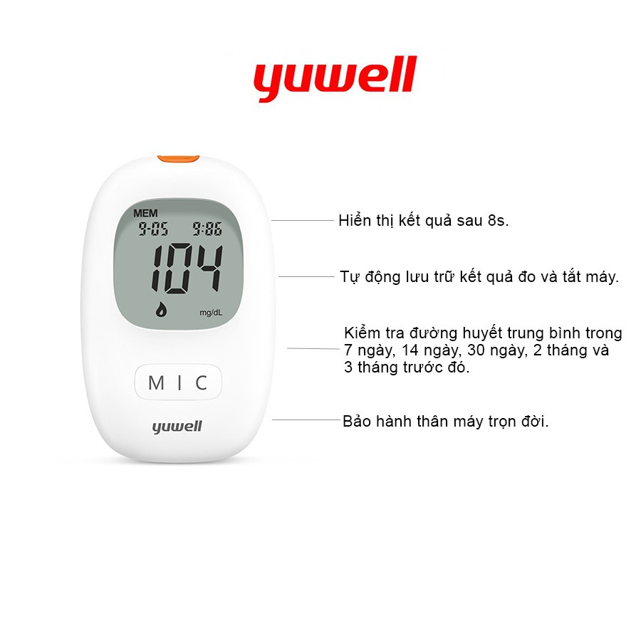 Máy đo đường huyết thế hệ mới YUWELL Accusure 710 ( MG/DL) kiểm tra đường huyết tại gia đình