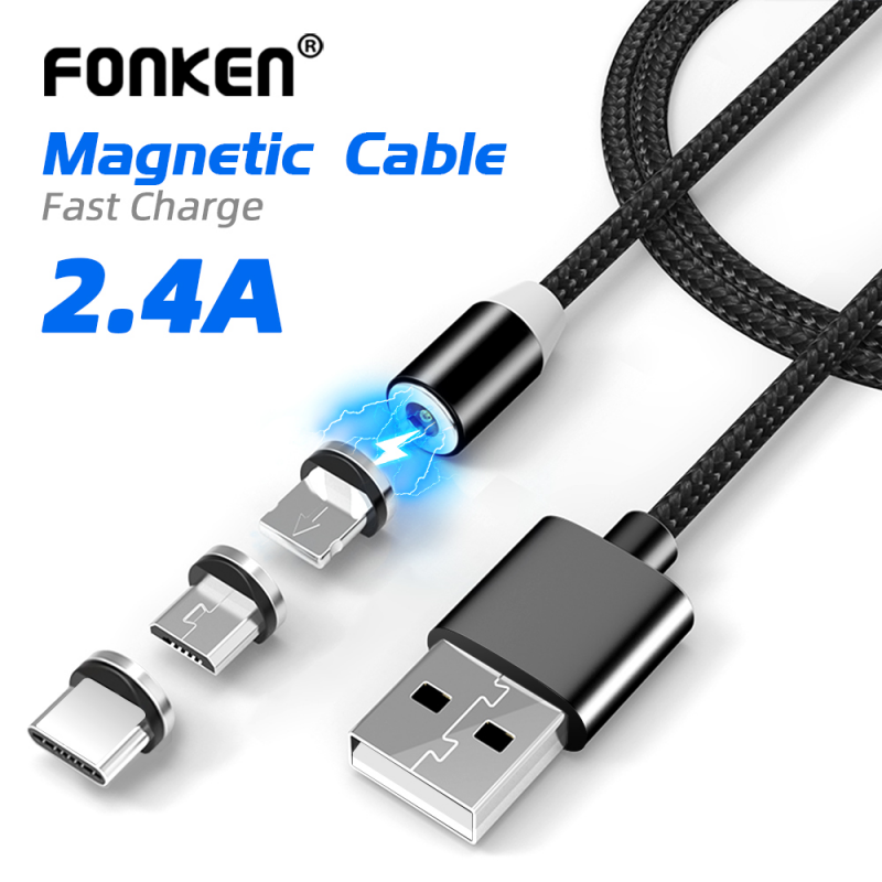 Dây Cáp Sạc Nhanh FONKEN 2.4 A Đầu USB Micro USB Type C Nam Châm Cho ip