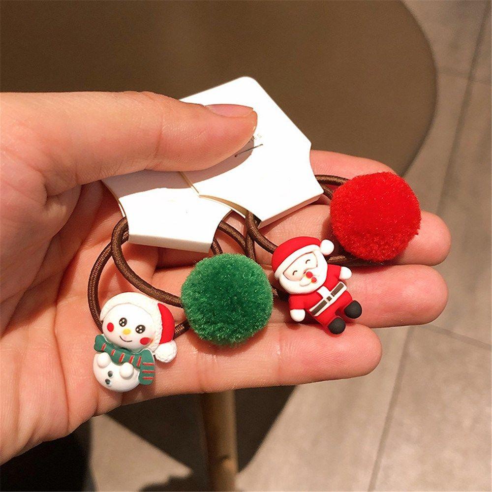 Bộ 2 Dây Cột Tóc Cao Su Co Giãn Phong Cách Giáng Sinh Cho Bé