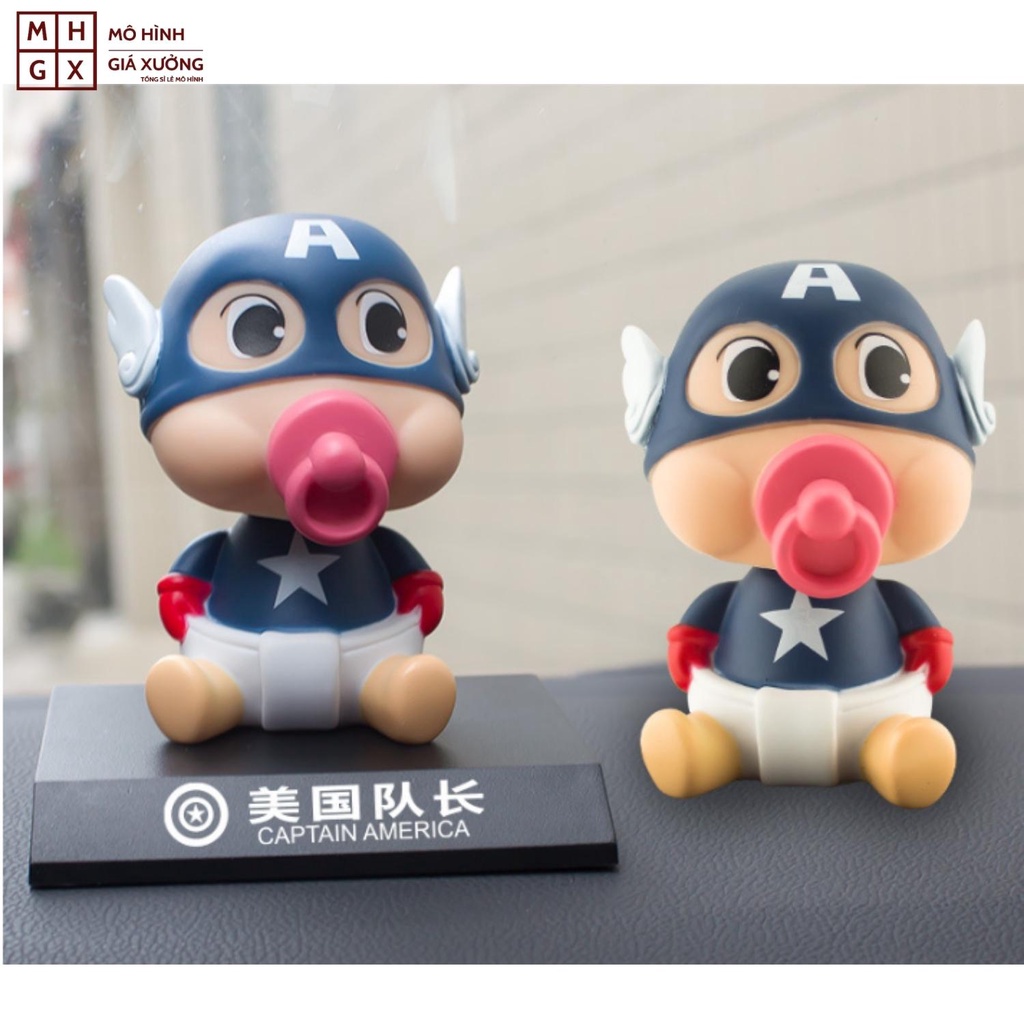 Mô Hình Lắc Đầu Captain baby Avengers - Trang Trí xe hơi - Trang trí bàn học - Bàn làm Việc - Quà Tặng