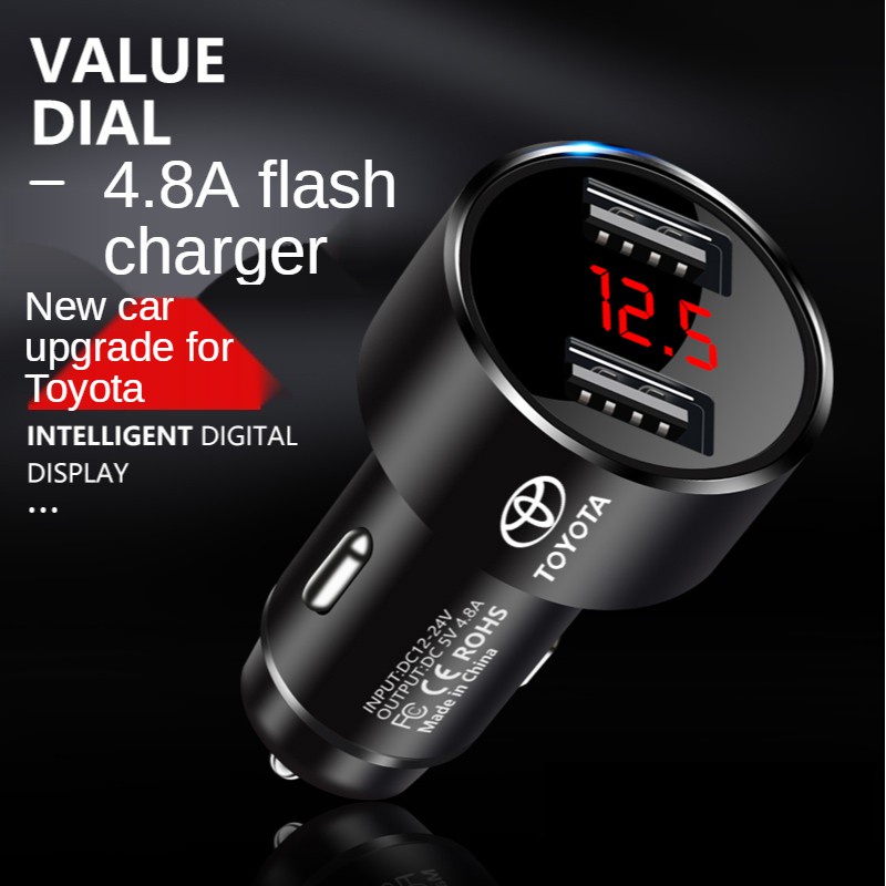 Toyota tẩu sạc điện thoại trên xe hơi màn hình hiển thị kỹ thuật số cổng usb