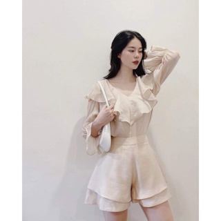 Set Áo Lụa Đũi Khoét Vai + Quần short Chất Taffa