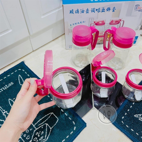 1203HT - SET HŨ THUỶ TINH ĐỰNG GIA VỊ