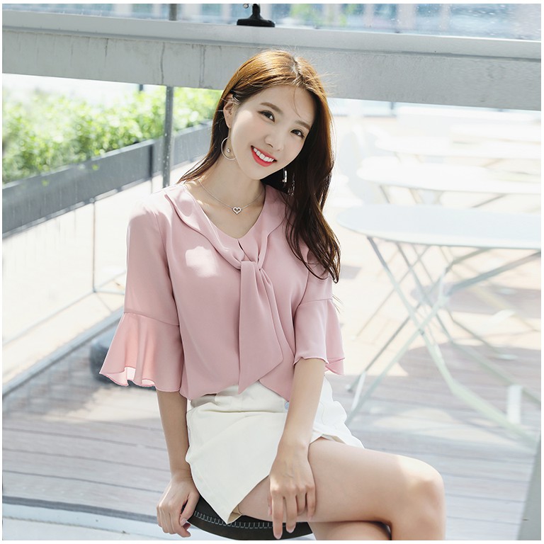 [Mã WARN20 giảm 20k đơn 150k] ÁO so mi nữ kiểu CỔ BÈO BẢN LỚN TAY LỠ LOE - MÃ SSL1220 | BigBuy360 - bigbuy360.vn