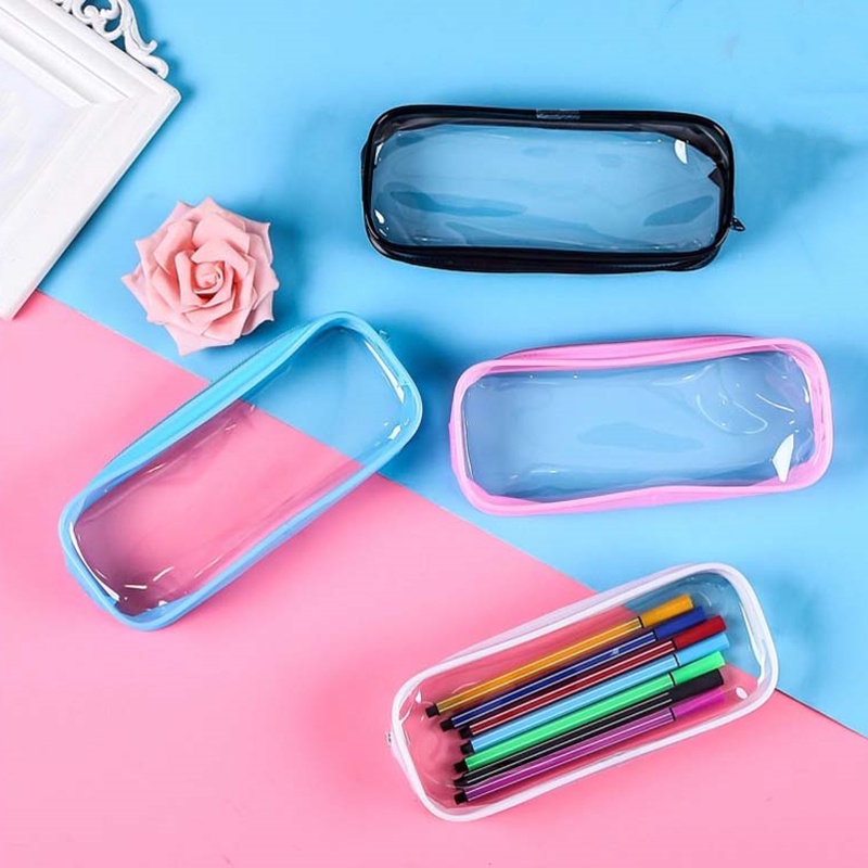 Túi Đựng Bút Bằng PVC Trong Suốt Chống Thấm Nước Di Động Có Khóa Kéo Tiện Dụng
