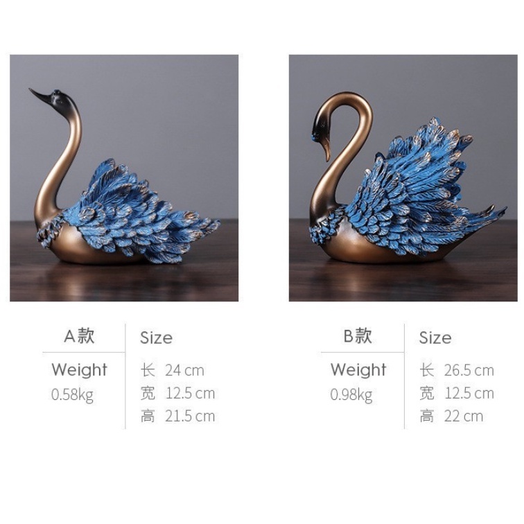 Tượng để bàn trang trí hình thiên nga sang trọng decor không gian- trưng bày hoặc quà tặng cao 22cm
