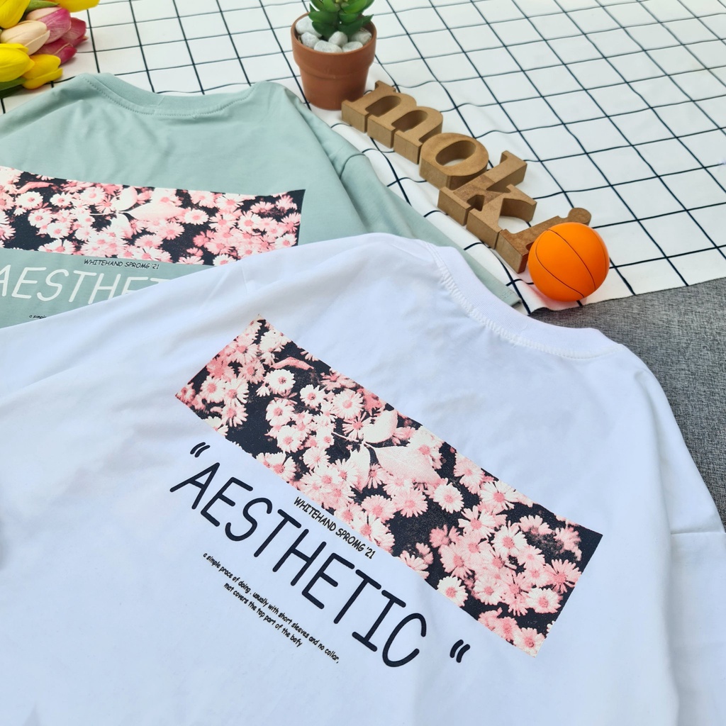 Áo phông áo thun nam nữ tay lỡ from rộng freesize chất cotton thoáng mát in hình hoa cúc MOKISHOP