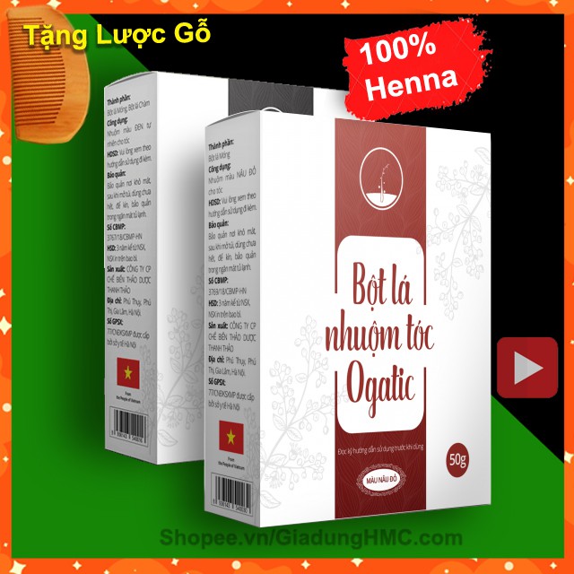 [FreeShip 50k] Bột Lá Nhuộm Tóc Ogatic Thảo Dược Phủ Bạc Tự Nhiên - 50g - 100%Henna Lá Móng, Lá Chàm, Thuốc Nhuộm Tóc | BigBuy360 - bigbuy360.vn