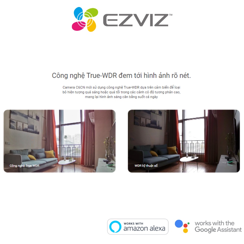 Camera EZVIZ C6CN H.265, wifi, quay quét trong nhà 360 độ, độ phân giải 1080p | BigBuy360 - bigbuy360.vn