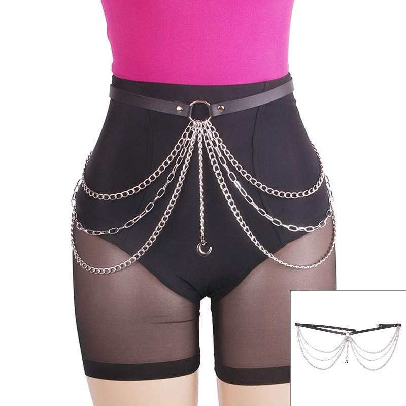 Dây Xích Đeo Hông Nhiều Lớp Phong Cách Gothic Có Thể Điều Chỉnh Cho Nữ
