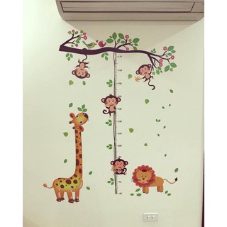 decal dán tường đo chiều cao khỉ