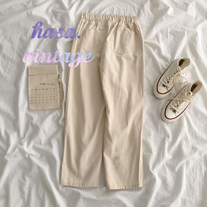 [Sẵn đen]🌿 Quần kaki suông rộng cạp nút phía sau lưng chun basic ulzzang 🔥 | BigBuy360 - bigbuy360.vn