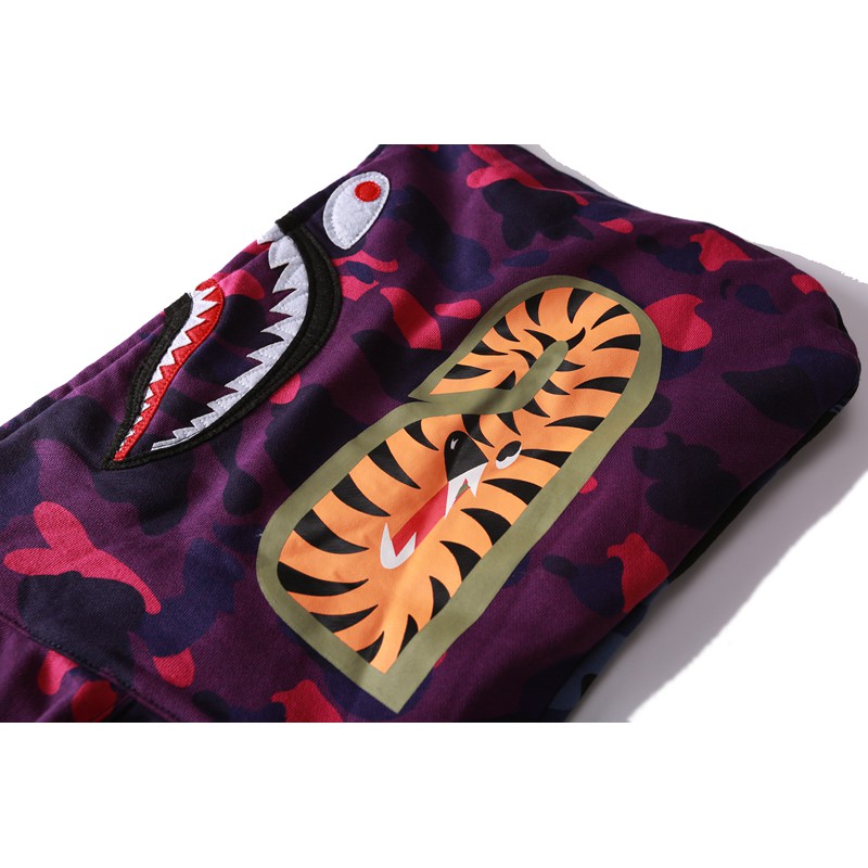 Bape Áo Khoác Hoodie In Hình Đầu Cá Mập Thời Trang Cho Nam