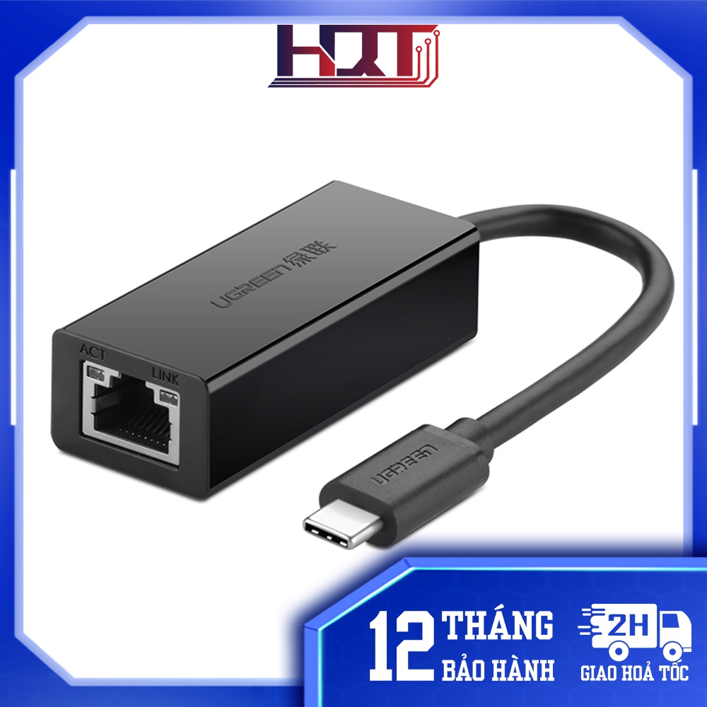 Bộ chuyển đổi USB Type C san LAN 10/100 Mbps Ethernet - dài 40CM - UGREEN 30287 (màu đen)