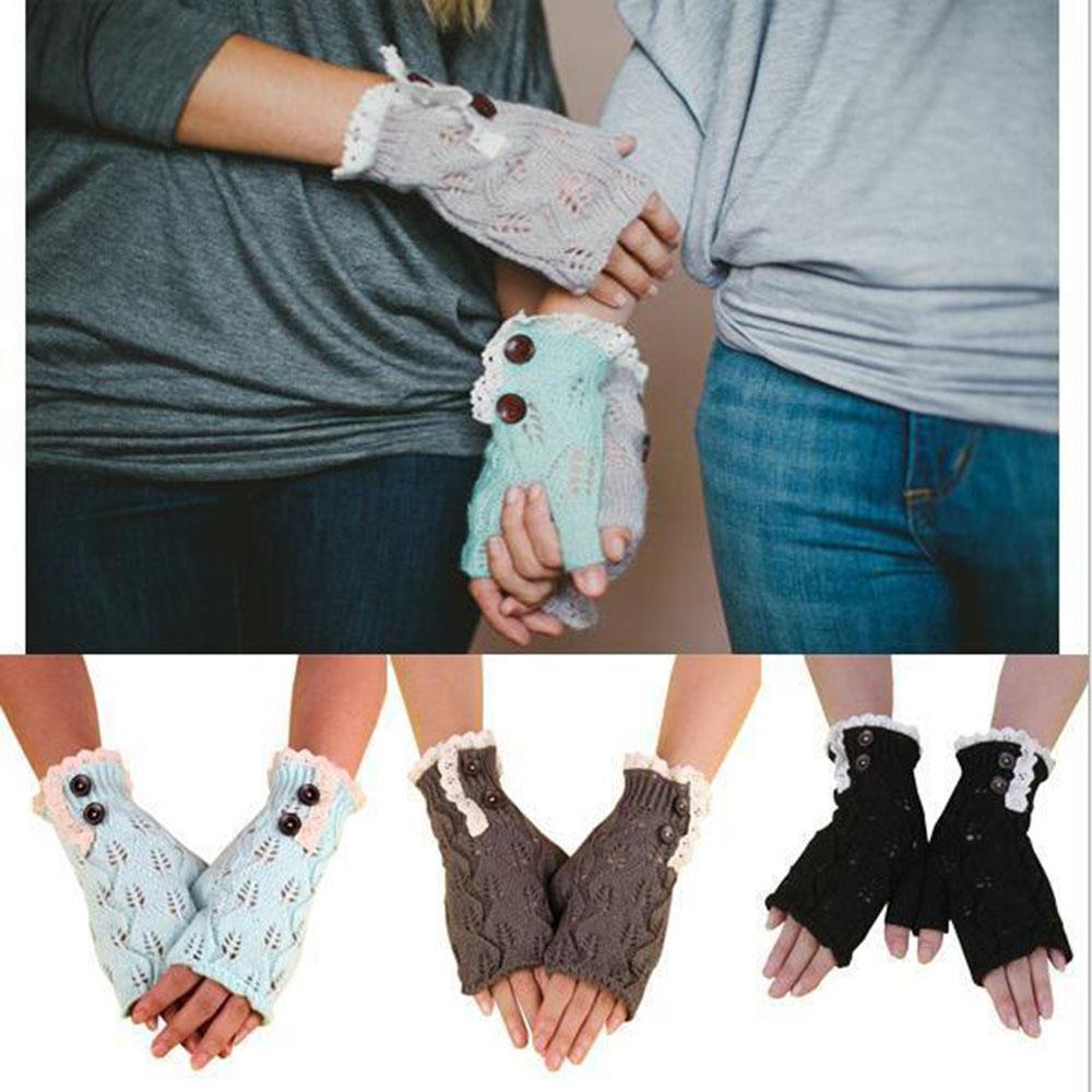 Găng Tay Dệt Kim Hở Ngón Giữ Ấm Mùa Xuân Thu Cho Nữ