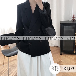  Áo blazer nữ trơn dáng rộng áo vest dày dặn có độn vai và lót sang trọng KimDyn  KDBL03  
