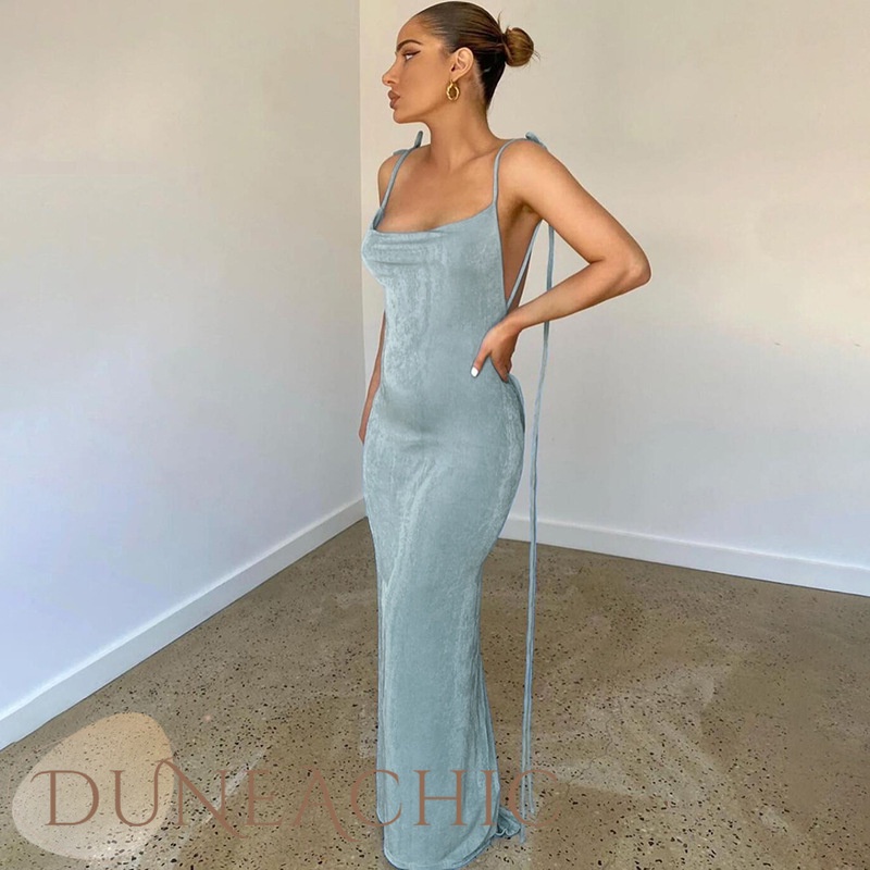 DUNEA Đầm Nữ Hai Dây Hở Lưng Quyến Rũ