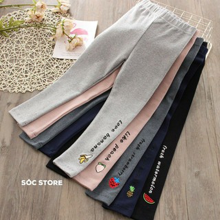 Quần legging thêu hình hoa quả cho bé gái (12-42kg)