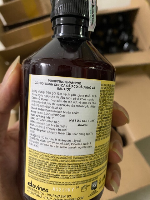 Dầu gội cho da đầu bị gàu Davines Purifying Shampoo 250ml