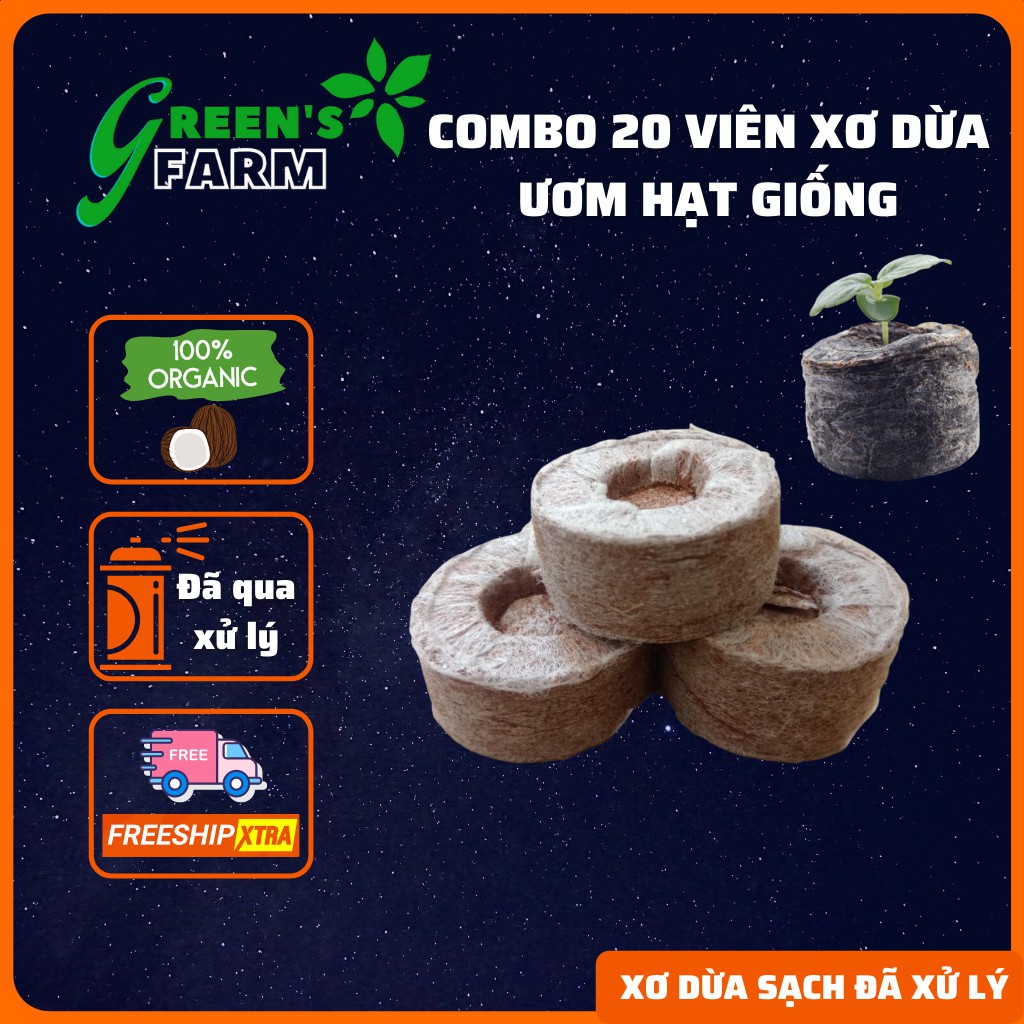 Viên nén xơ dừa Green Farm dùng ươm cành, ươm hạt giống rau, giâm cành hoa kiểng hiệu quả đã qua xử lý chát MS152