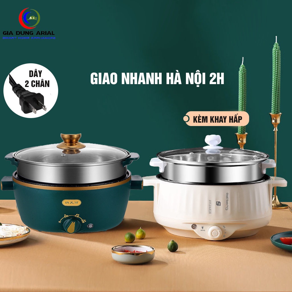 [Mã ELHADEV giảm 4% đơn 300K] Nồi Điện Đa Năng Mini Kèm Lồng Hấp Inox Thiết Kế Chống Dính Cao Cấp Bảo Hành 3 Tháng