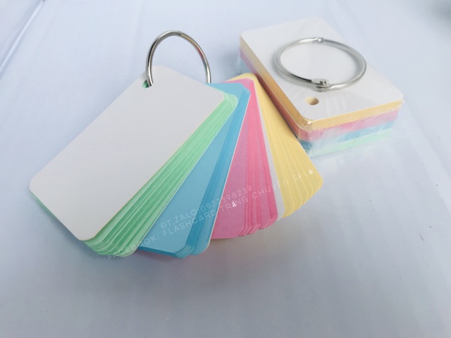 Flashcard 1000 thẻ trắng mix màu học từ vựng tiếng Đức Anh Nhật Hàn Trung thẻ 4 màu 5x8cm