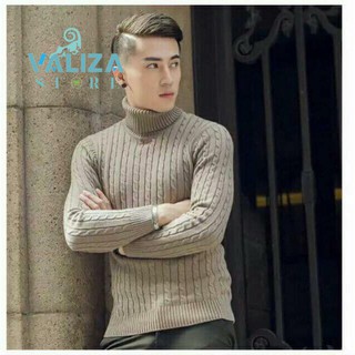  Áo len nam vặn thừng cổ lọ hàn quốc mẫu mới 2020 - Áo len thừng đan nam cổ cao dài  tay dày dặn VALIZA ALL84 - Hàng nhập 