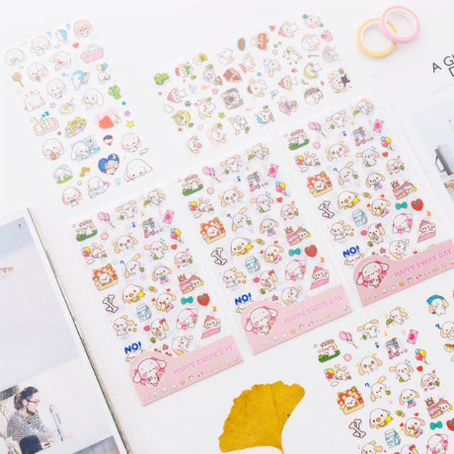 Set 6 tấm sticker cún con ST02