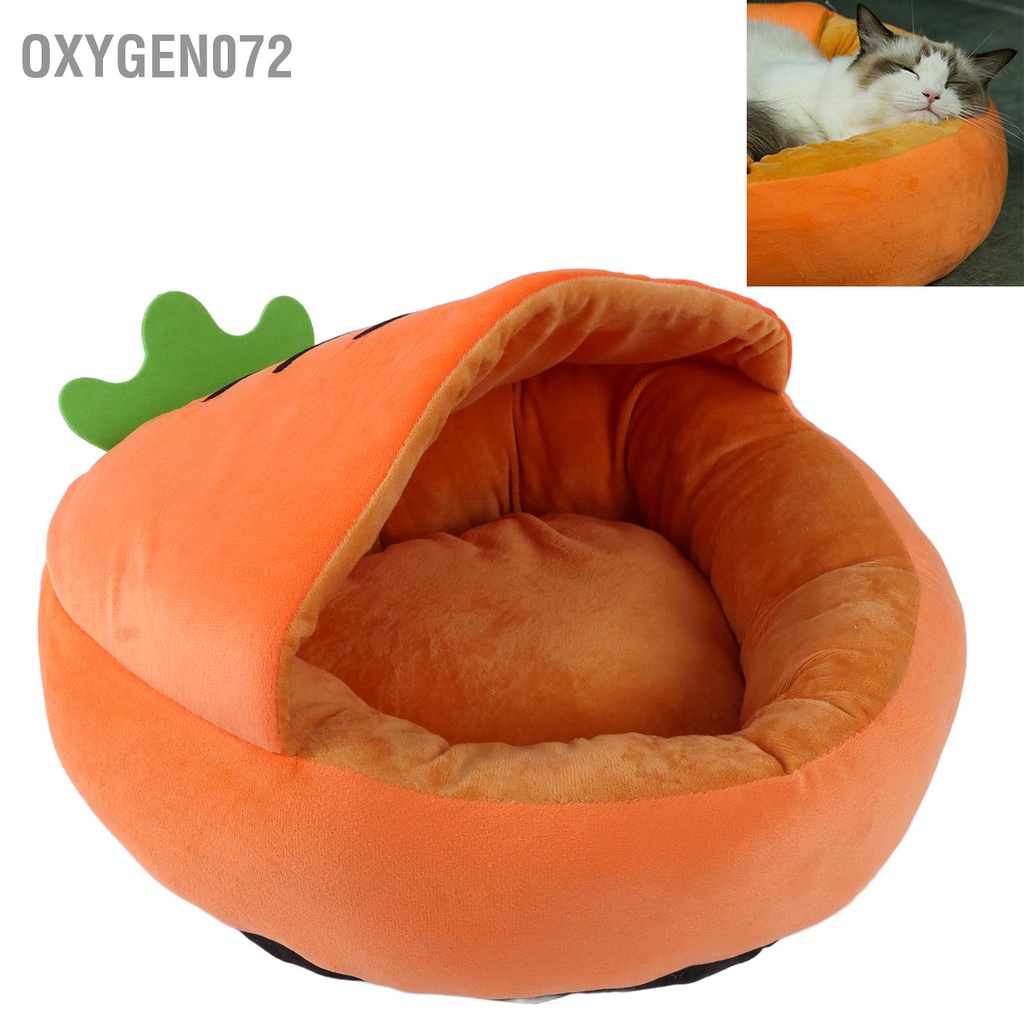 Oxygen072 Giường Ngủ Mèo Cưng Mềm Mại Ấm Áp Thiết Kế Đáng Yêu - nửa kín chống trượt Túi ngủ thú cưng sang trọng mềm mại