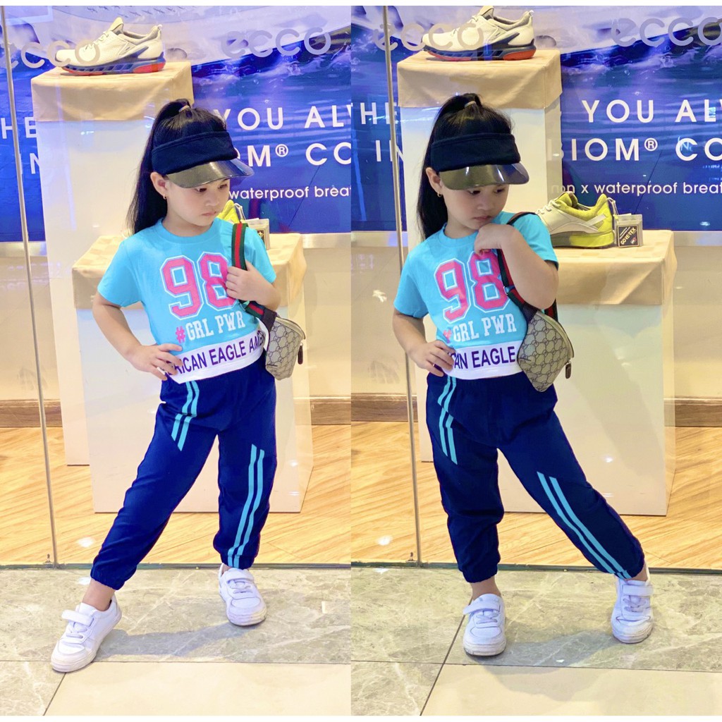Đồ bộ bé gái size đại thể thao cá tính 24-42kg Nikky kids J342