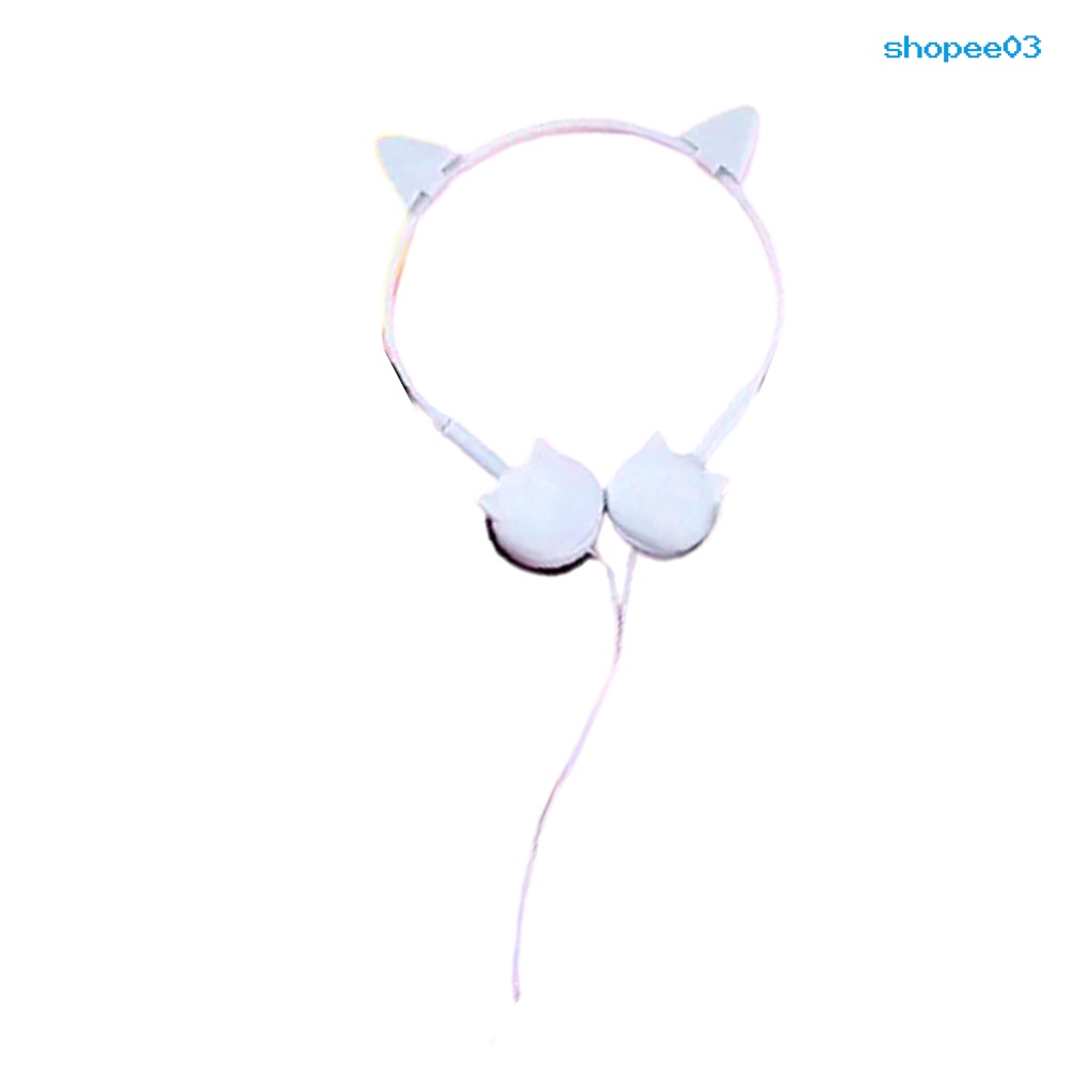 Tai nghe có dây hình tai mèo dễ thương 3.5mm kèm mic cho điện thoại tiện dụng