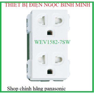 Ổ đôi 3 chấu Panasonic, Có màn che và dây nối đất WEV1582-7SW [Dòng WIDE]