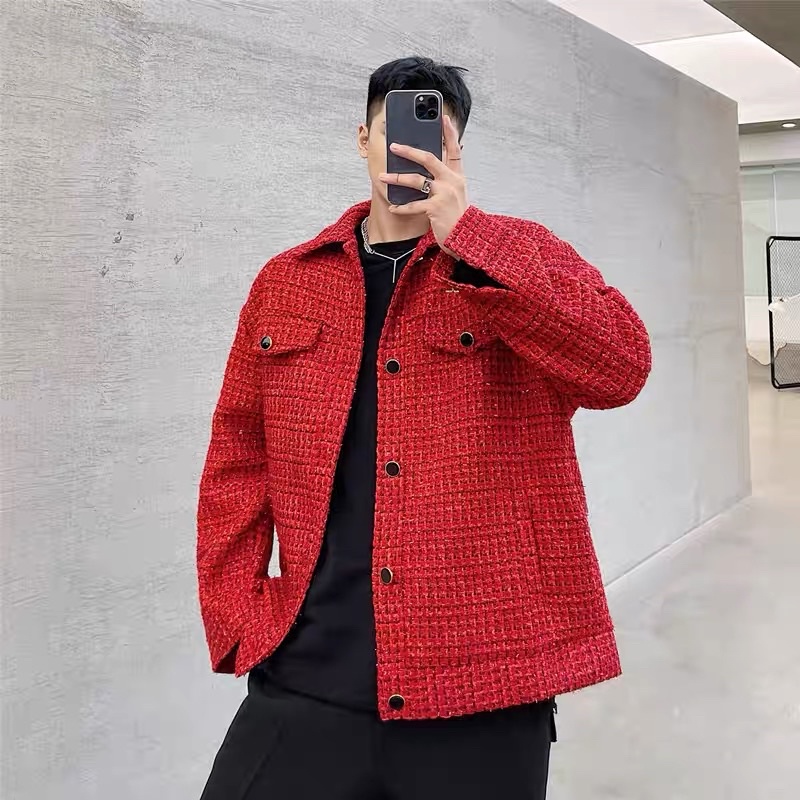 ÁO KHOÁC DẠ TWEED ĐỎ CHO NAM |TAHISHOP|
