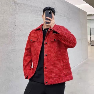 Áo khoác dạ tweed đỏ cho nam |tahishop|