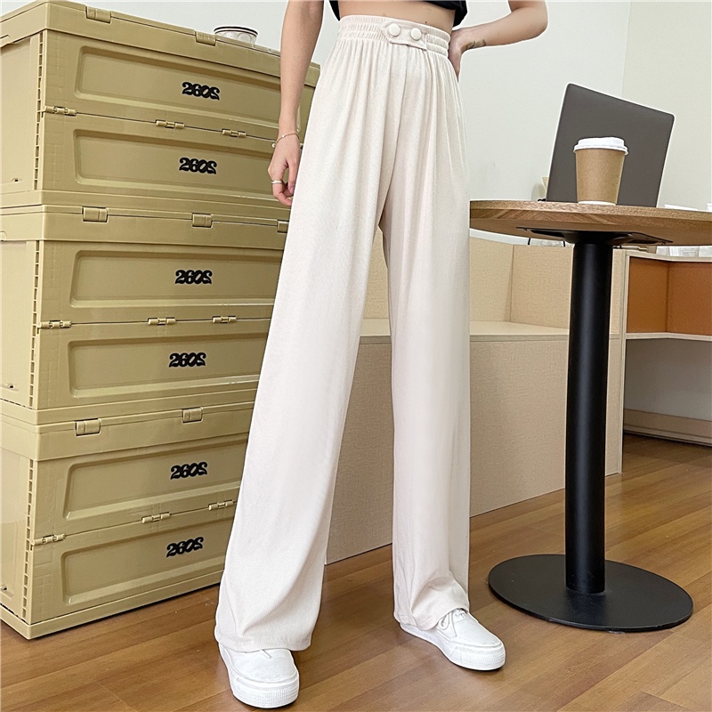 Quần nữ SUXI ống rộng cạp cao màu trơn thời trang mới mùa hè