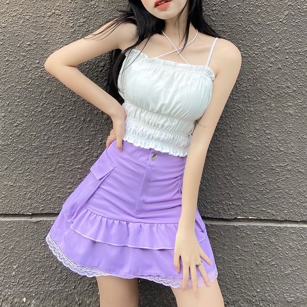 THE FANCE | Áo croptop voan trễ vai mang được hơn 8 cách LA LISA
