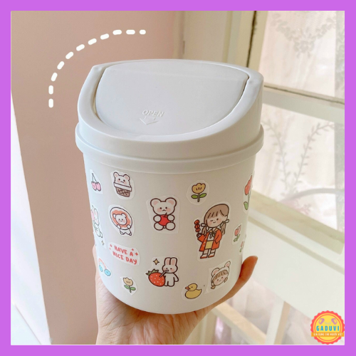 Thùng Rác Mini GADUVI, Sọt Rác Mini Để Bàn Tặng Kèm Sticker Siêu Dễ Thương