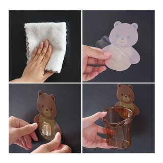 Cốc gấu đựng bàn chải kem đánh răng Cốc gấu dán tường siêu dính