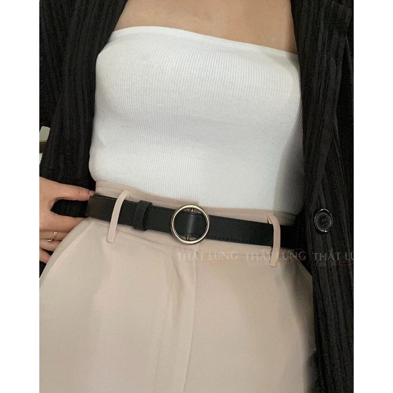 Thắt lưng nữ tròn luồng mặt chì 2.3cm (Hỗ trợ cắt dây nịt) TL057 - Thắt Lưng Giá Tốt