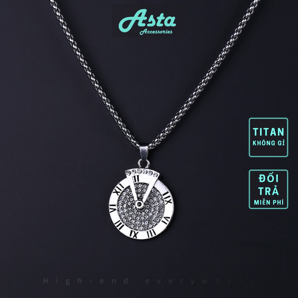 Vòng cổ nam dây chuyền nam nữ unisex màu bạc Asta Accessories Clock Chain Phụ kiện Titan không gỉ - Clock Chain