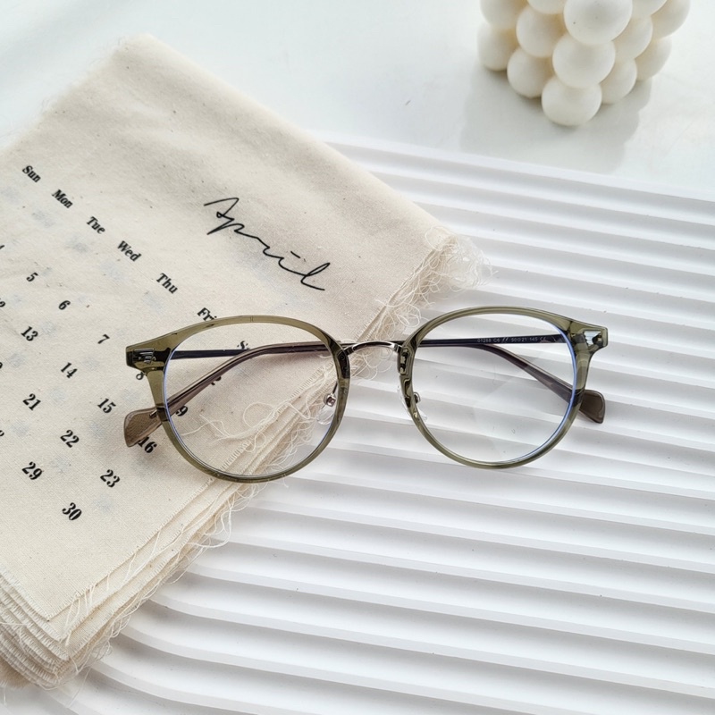 Kính giả cận, gọng kính cận tròn nhựa phối kim loại cao cấp 01288 chống ánh sáng xanh, UV400 Jolie eyewear