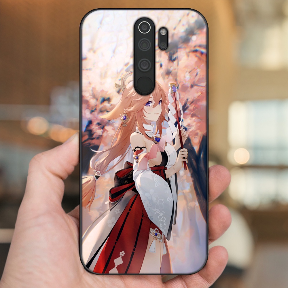 Ốp lưng Xiaomi Redmi Note 8 Pro viền đen in hình Yae Miko Genshin Impact
