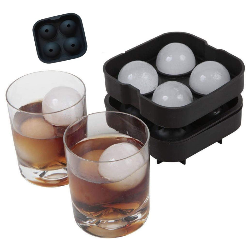 Khuôn Làm Nước Đá Anaeat 4 Ngăn Hình Khối 3D Bằng Silicon Cho Rượu Whisky/Đồ Uống Nhà Bếp/Quầy Bar