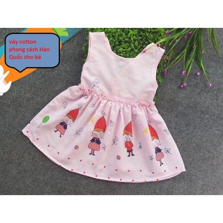 Váy cotton phong cách Hàn Quốc cho bé