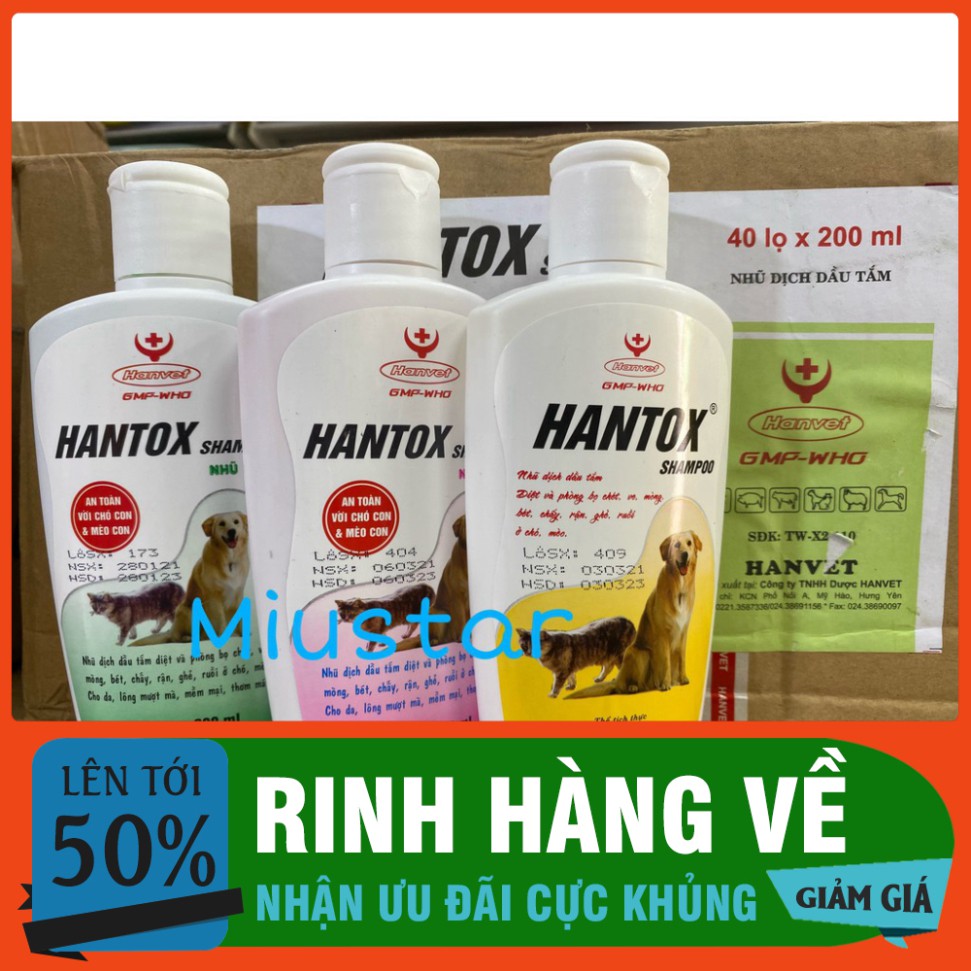 Sữa Tắm Trị Ve Rận Bọ Chét Chó Mèo Hantox Shampoo 200ml