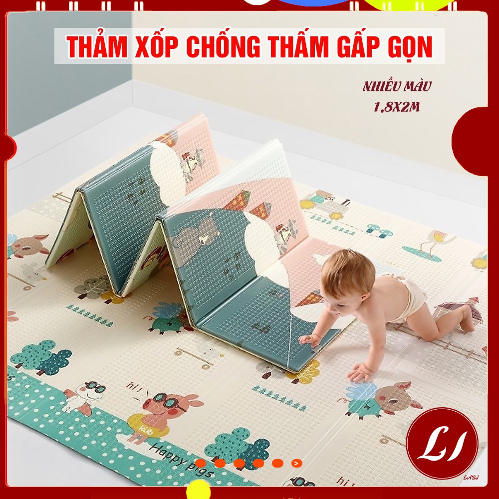 Thảm xốp chống thấm gấp gọn (1,8 x2mx0.8cm) 2 mặt phủ bóng đa năng