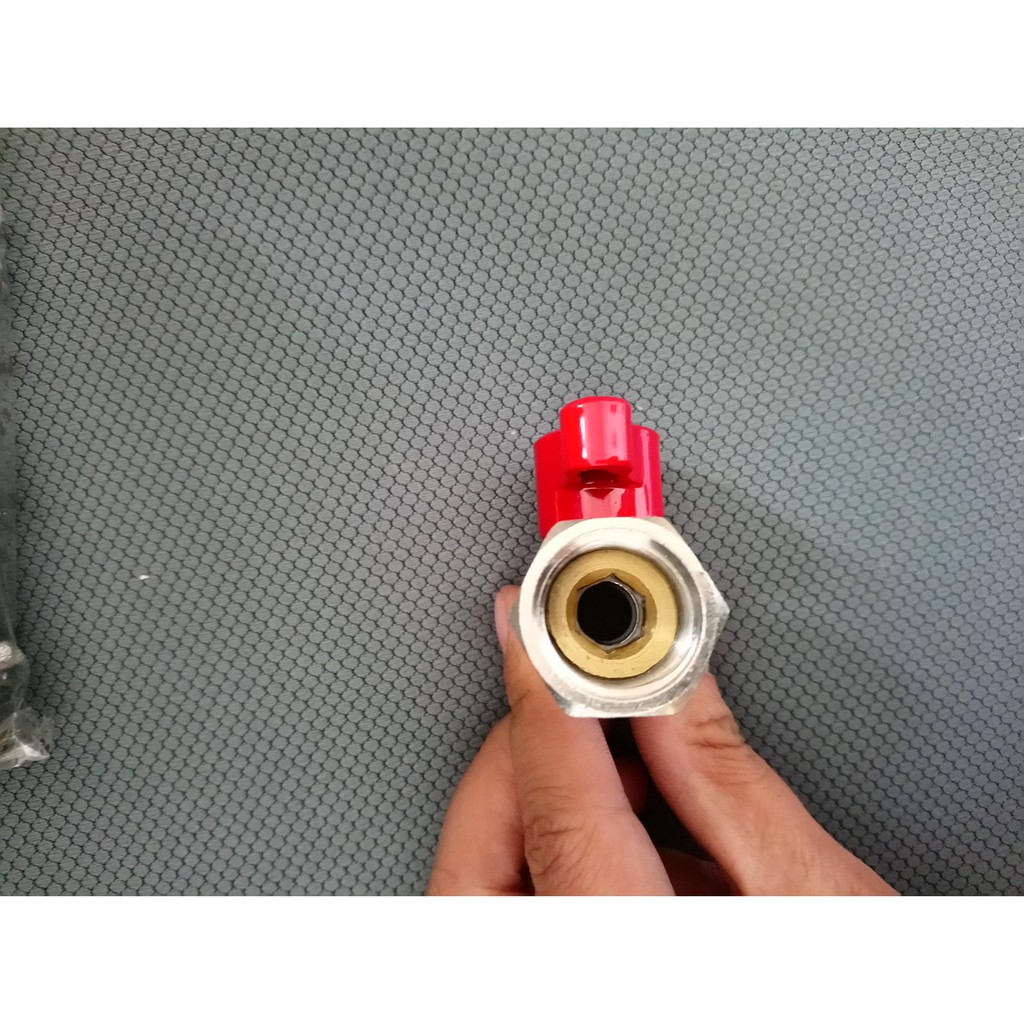 Van khóa nước 2 răng trong Sanwa Thái Lan BV15FF bằng đồng 1/2'' tay đỏ, có xuất hóa đơn VAT