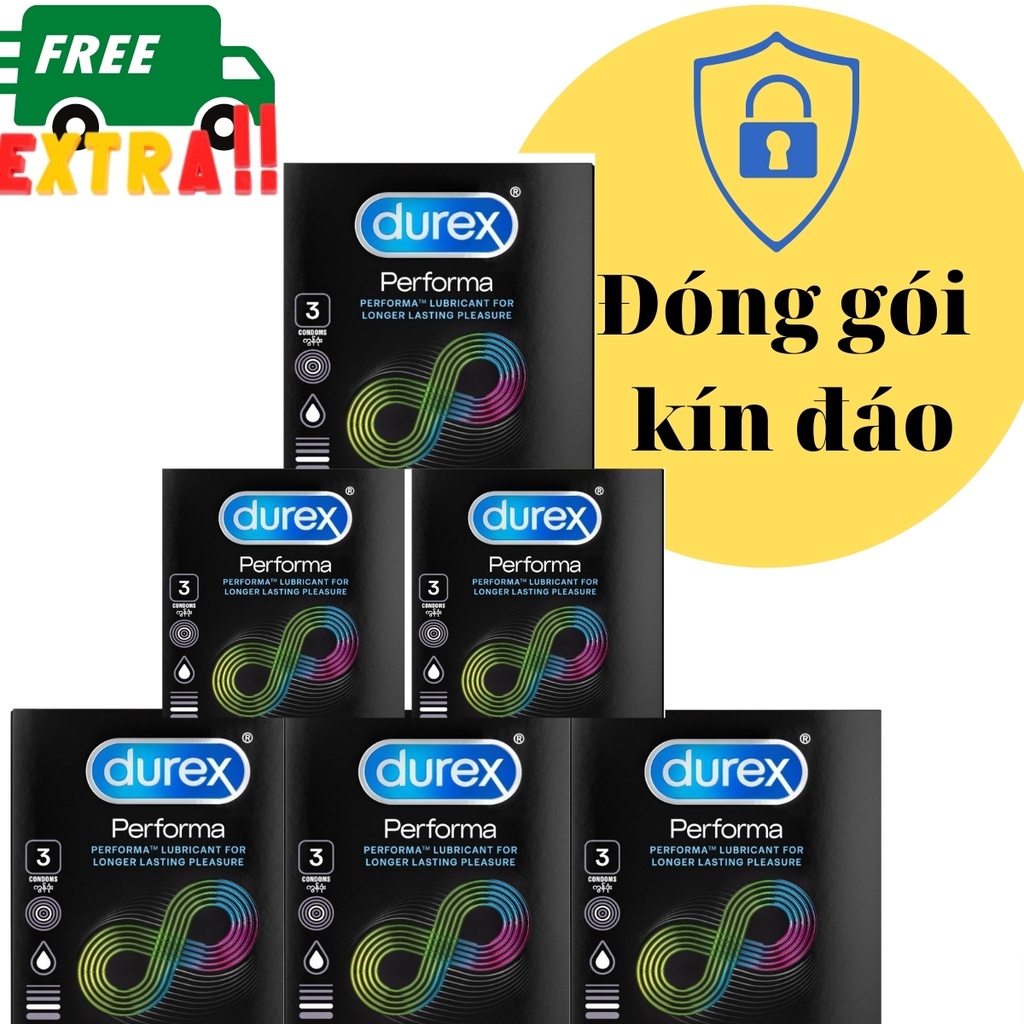 Bộ 06 hộp Bao Cao Su Durex Performa 1 Hộp 3 bao kéo dài thời gian