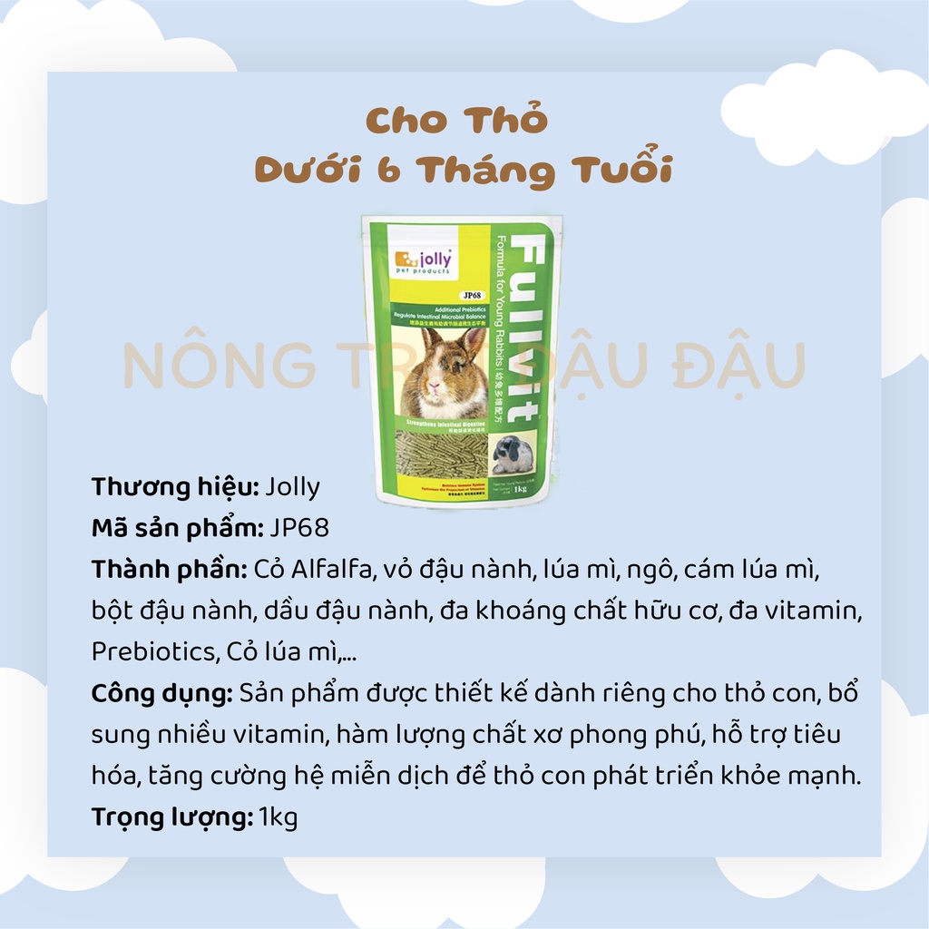 Cỏ Nén Fullvit Tăng Cường Đề Kháng, Bổ Sung Vitamin, Tối Ưu Hệ Tiêu Hóa Thức Ăn Cho Thỏ 1kg, 2.5kg - JP06, JP68, JP56