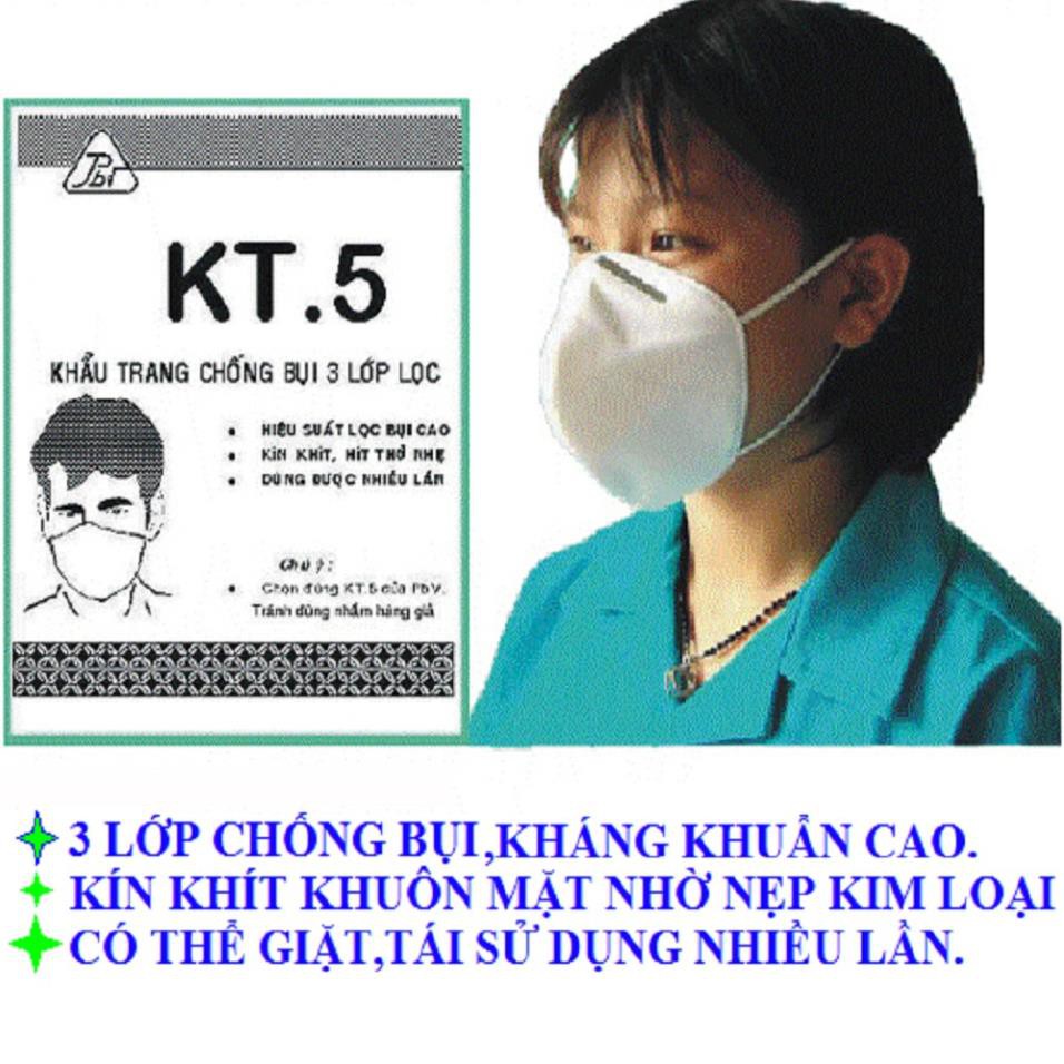 [HÀNG SẴN GIAO LUÔN] Khẩu trang 3 lớp KT 5 Nẹp bóp sống mũi vừa khít khuôn mặt,chống bụi kháng khuẩn cao. | BigBuy360 - bigbuy360.vn